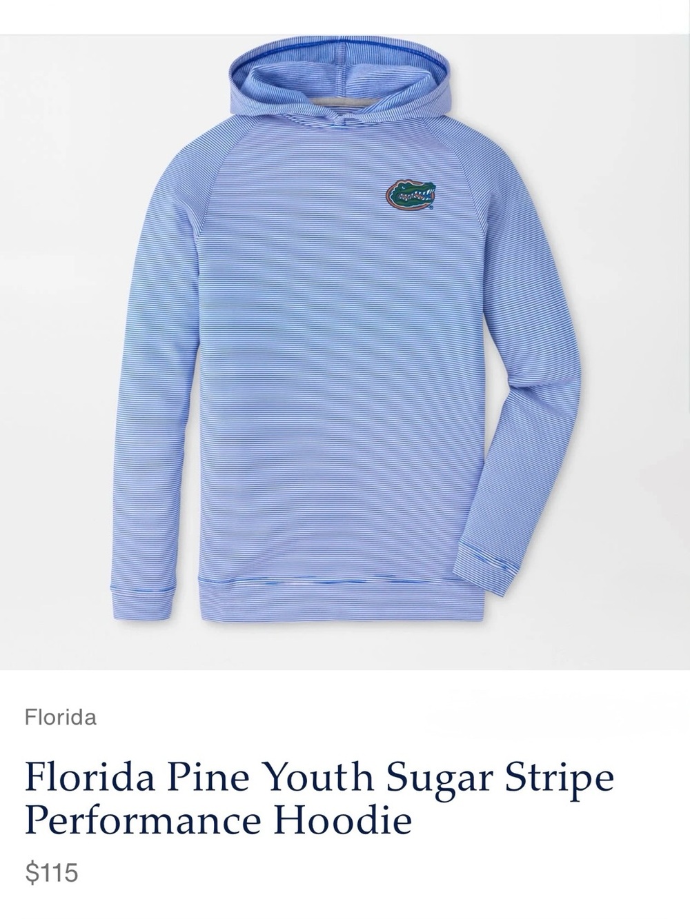 PETER MILLAR Florida Pine Youth Sugar Stripe Performance Hoodie